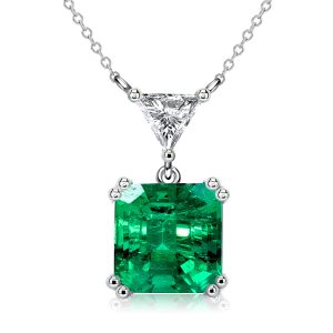 necklaces - Italo Asscher Cut Emerald Sapphire Pendant Necklace, Italo jewelry - Online Catalog