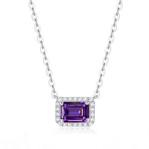 necklaces - Italo Halo Emerald Cut Amethyst Pendant Necklace, Italo jewelry - Online Catalog