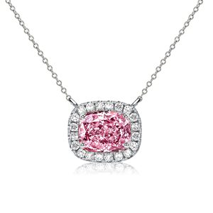 necklaces - Italo Cushion Cut Pink Stone Halo Necklace For Women, Italo jewelry - Online Catalog