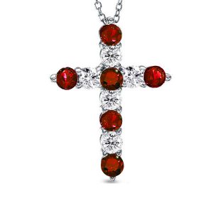 necklaces - Italo Garnet & White Sapphire Cross Pendant Cross Necklace, Italo jewelry - Online Catalog