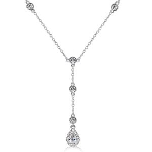 necklaces - Italo Halo Pear Shaped Pendant Necklace Drop Necklace For Women, Italo jewelry - Online Catalog