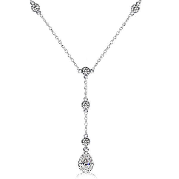 necklaces - Italo Halo Pear Shaped Pendant Necklace Drop Necklace For Women, Italo jewelry - Online Catalog