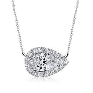 necklaces - Italo Pear Shaped Halo Necklace For Women, Italo jewelry - Online Catalog