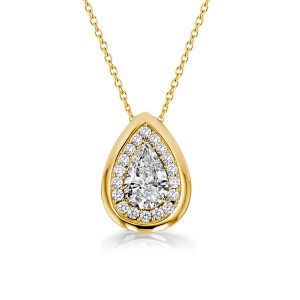 necklaces - Italo Halo Pear Shaped Pendant Necklace In Sterling Silver, Italo jewelry - Online Catalog