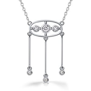 necklaces - Italo Three-Drop Vintage White Sapphire Pendant Necklace, Italo jewelry - Online Catalog