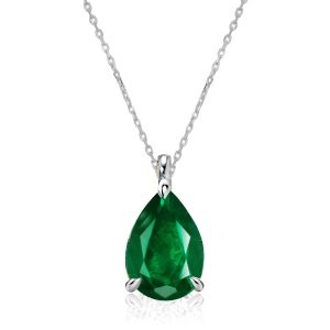 necklaces - Italo Pear Shaped Emerald Sapphire Single Stone Necklace, Italo jewelry - Online Catalog