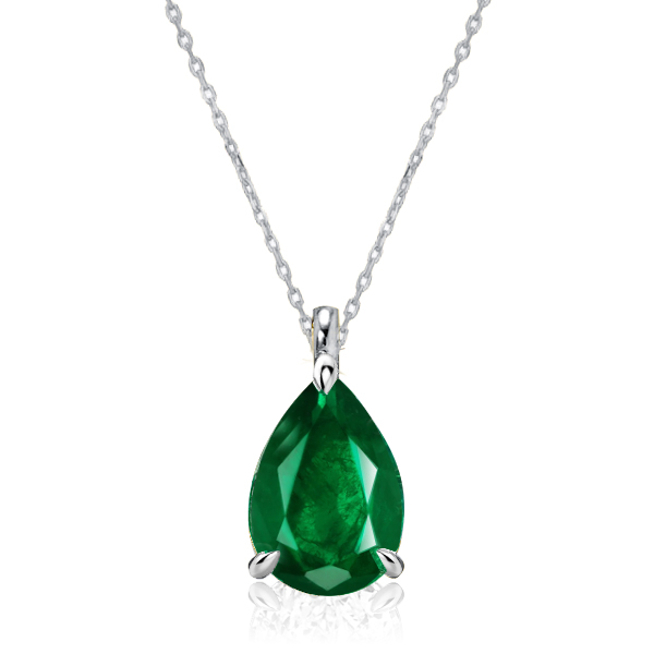 necklaces - Italo Pear Shaped Emerald Sapphire Single Stone Necklace, Italo jewelry - Online Catalog