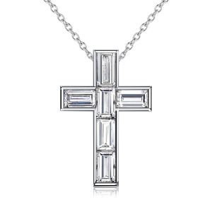 necklaces - Italo Bezel Setting Baguette Cut Cross Pendant Necklace, Italo jewelry - Online Catalog