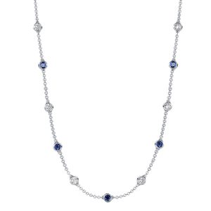 necklaces - Italo Blue & White Sapphire Bezel Set Tennis Necklace, Italo jewelry - Online Catalog