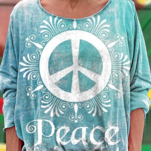 women‘s Casual Cotton Geometric T-Shirt, Long sleeves, Lilicloth.com