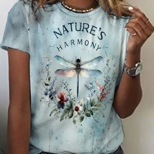 Casual Regular Fit Floral T-Shirt, T-shirts, Lilicloth.com