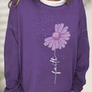 Alzheimer Fighter T-Shirt Casual Sweatshirt, Hoodies&Sweatshirts, Lilicloth.com
