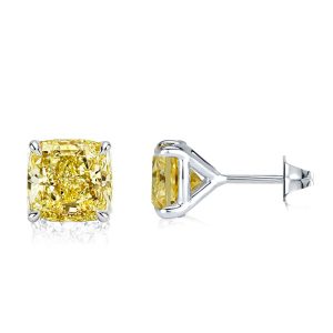 earrings - Italo Yellow Topaz Cushion Cut Stud Earrings In Sterling Silver, Italo jewelry - Online Catalog