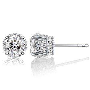 earrings - Italo Round Cut Vintage Stud Earrings In Sterling Silver, Italo jewelry - Online Catalog