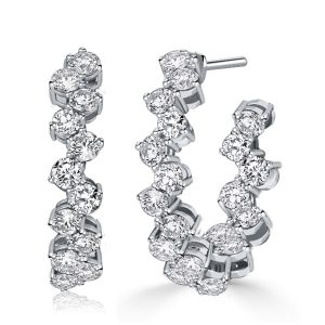 earrings - Italo Classic Round Cut Silver Hoop Earrings For Women, Italo jewelry - Online Catalog