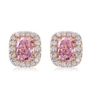 earrings - Italo Halo Pink Stone Cushion Cut Stud Earrings, Italo jewelry - Online Catalog