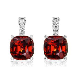 earrings - Italo Garnet Cushion Cut Drop Earrings For Women, Italo jewelry - Online Catalog