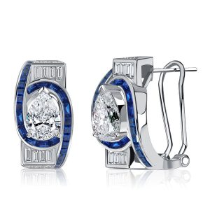 earrings - Italo Art Deco Pear Shaped Silver Hoop Earrings For Women, Italo jewelry - Online Catalog
