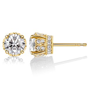 earrings - Italo Golden Round Cut Filigree Vintage Stud Earrings, Italo jewelry - Online Catalog
