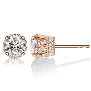 earrings - Italo Rose Gold Filigree Round Cut Vintage Stud Earrings, Italo jewelry - Online Catalog