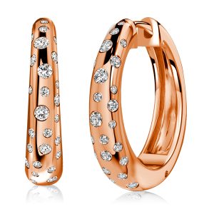 earrings - Italo Rose Gold White Sapphire Flush Setting Hoop Earrings, Italo jewelry - Online Catalog