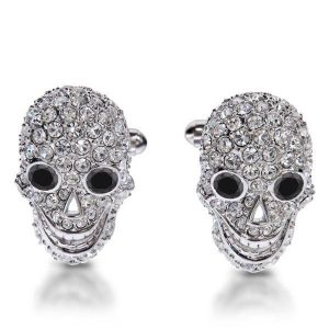 cufflinks - Italo Skull Created White Sapphire Sterling Silver Cufflinks, Italo jewelry - Online Catalog
