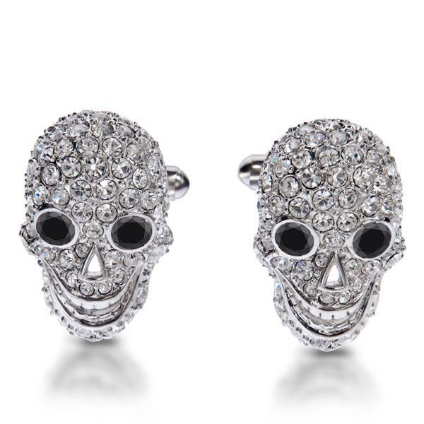 cufflinks - Italo Skull Created White Sapphire Sterling Silver Cufflinks, Italo jewelry - Online Catalog