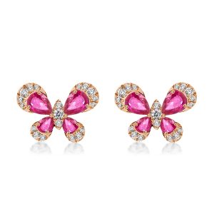 dancing butterfly - Butterfly Rose Gold Pear Cut Earrings, Italo jewelry - Online Catalog