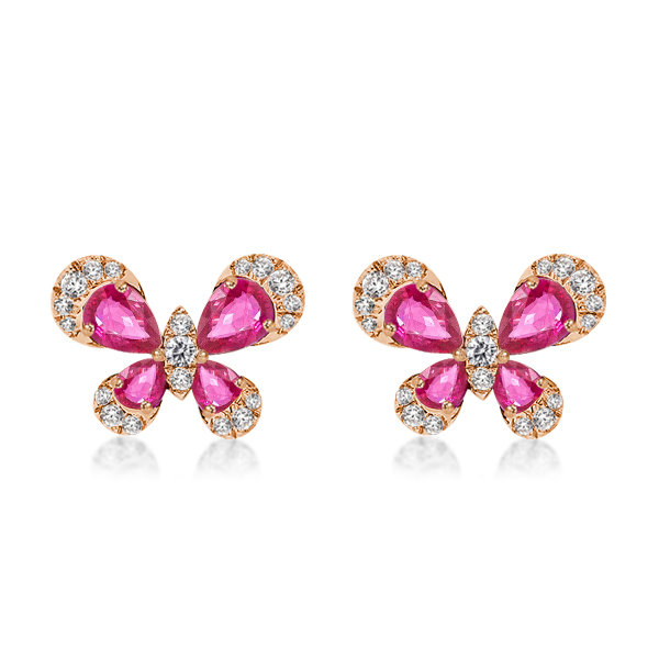 dancing butterfly - Butterfly Rose Gold Pear Cut Earrings, Italo jewelry - Online Catalog