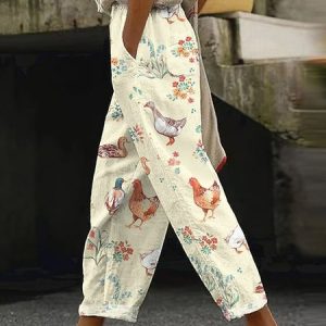 Women Casual Animal Easter Long Pant, Pants, color:White|size:4XL, catalog Noracora shop