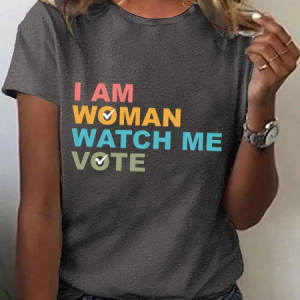 Women's 'I Am Woman Watch Me Vote' Print T-Shirt, T-shirts, Lilicloth.com
