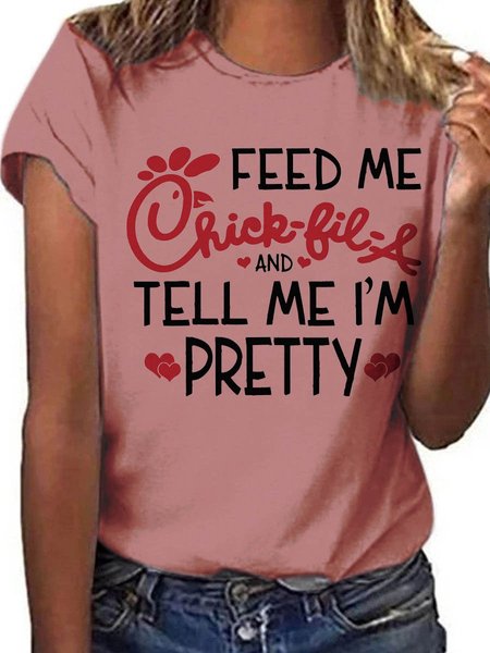 Women's Short Sleeve Tee T-shirt Summer Letter Cotton Crew Neck Daily Going Out Casual Top, JustFashionNow T-Shirts, color:Brick Red|size:3XL,