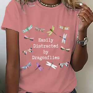 Easily Distracted By Dragonflies Cotton T-Shirt, T-shirts, Lilicloth.com