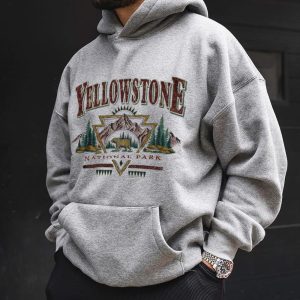 Yellowstone Print Men's Vintage Sweatshirt, Hoodies&Sweatshirts, WAYRATES