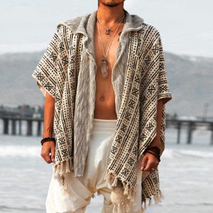Men's Linen Hooded Cloak, Cardigan, WAYRATES