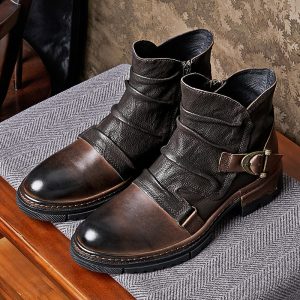 Men's Brown Solid Color Lace-up Men's Boots Martin Boots, FOOTWEAR, WAYRATES