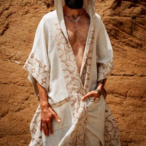 Men's Tulum Linen Holiday Long Hooded Cape Cardigan, Cardigan, WAYRATES