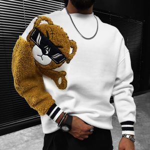 Teddy Bear Oversized Men's Sweatshirt, Hoodies&Sweatshirts, WAYRATES