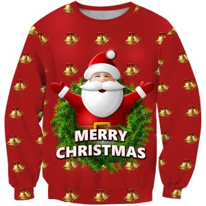Unisex 3D Elk Print Christmas Sweatshirt, Sweaters&Turtlenecks, WAYRATES
