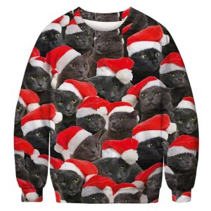 Unisex 3D Animal Cute Cat Print Christmas Sweatshirt, Sweaters&Turtlenecks, WAYRATES