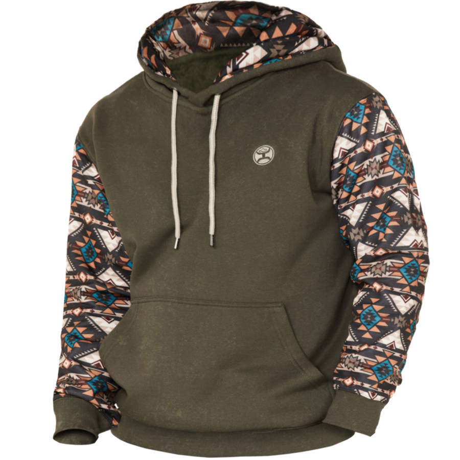 Men's Outdoor Western Print Hoodie, Hoodies&Sweatshirts, WAYRATES