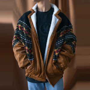 Mens Vintage Suede Patchwork Polar Fleece Jacket, Jackets&Coats, WAYRATES