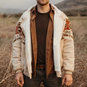 Unisex Vintage Printed Fleece Oversized Bomber Jacket, Jackets&Coats, WAYRATES