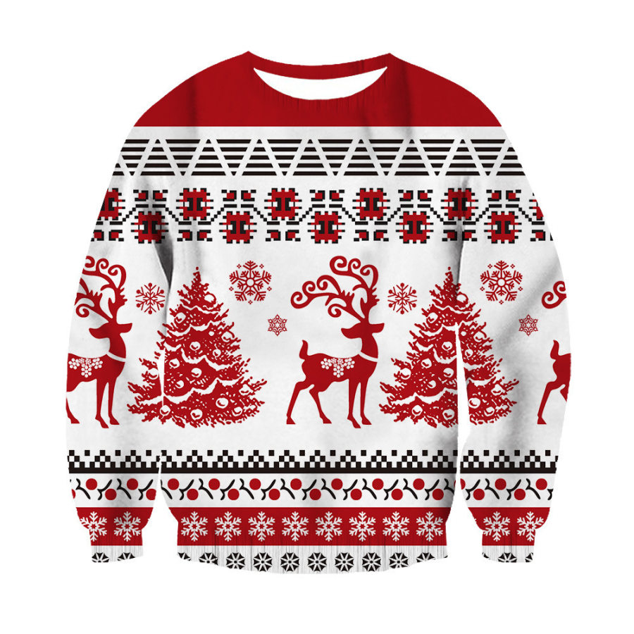 Unisex 3D Printed Elk Christmas Sweatshirt, Hoodies&Sweatshirts, WAYRATES