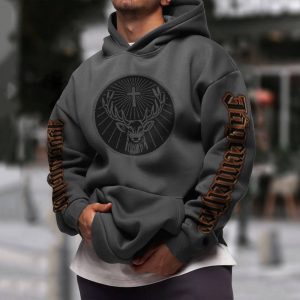 Elk Letter Print Hoodie, Hoodies&Sweatshirts, WAYRATES