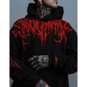 Evil Blood Oversize Large Pattern Hoodie, Hoodies&Sweatshirts, WAYRATES