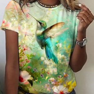 Casual Floral Regular Fit T-Shirt, T-shirts, Lilicloth.com