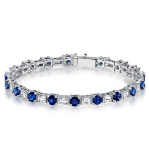 bracelets - Italo Emerald & Round Cut Blue Sapphire Bracelets For Wedding, Italo jewelry - Online Catalog