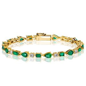 bracelets - Italo Golden Emerald Green Pear Shaped Bracelets For Wedding, Italo jewelry - Online Catalog