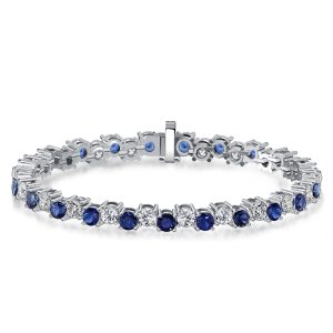 bracelets - Italo White & Blue Sapphire Offset Bracelets For Wedding, Italo jewelry - Online Catalog